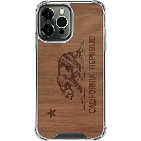 California Wood Flag iPhone 13 Pro Max Clear Case
